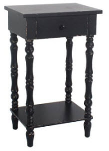 Crestview Black Side Table with Turned Legs