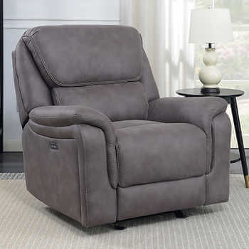 MStar Gates Charcoal Microsuede Power Glider/Recliner with USB (blemish)