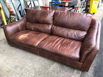 Abbyson Georgetown Dark Brown Leather Sofa (some wear)
