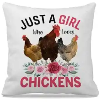 JUST A GIRL WHO LOVES CHICKENS Fabric Throw Pillow
