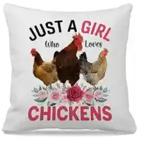 JUST A GIRL WHO LOVES CHICKENS Fabric Throw Pillow