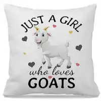 Grey JUST A GIRL WHO LOVES GOATS Fabric Throw Pillow