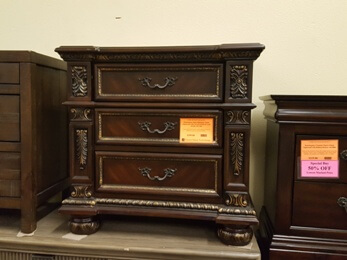 Homelegance Dark Mahogany Finish Nightstand with Carved Accents & Gold Details