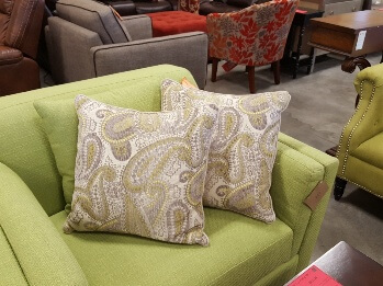 Beige & Lime Green Paisley Throw Pillows (set of 2)