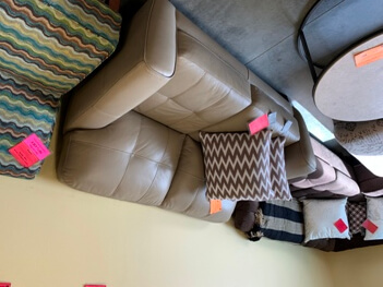 Violino Kaleb Greige Tufted Leather Loveseat (some wear)