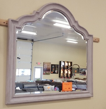Arched Light Grey Finish Hardwood Mirror