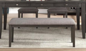 Homelegance Grey Hardwood Bench with Tweed Upholstery