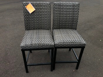 Outdoor Grey Wicker & Metal Counter-Height Chairs (Set of 2)