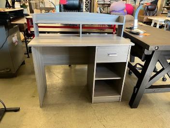 Grey Wood-Look Desk with Storage (blemish)
