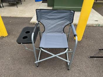 Grey Folding Outdoor Chair with Cupholders