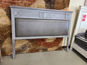 Grey King Headboard with Grey Upholstery