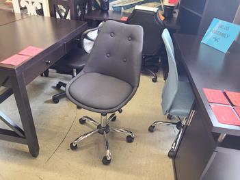 Dark Charcoal Fabric Armless Desk Chair