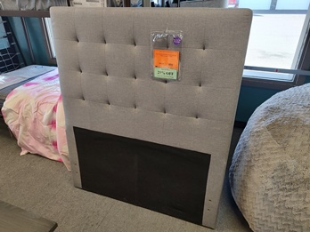 Grey Upholstered Twin Headboard with Tufted Accents