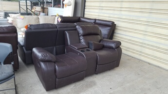 Dark Brown Air Hyde Console Sofa (missing Left Back Cushion)