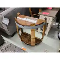 Wine Barrel Half-Round Side Table