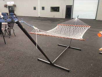 White Rope Hammock with Powder-Coated Steel Stand
