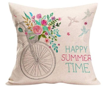 Happy Summer Time Bicycle Throw Pillow