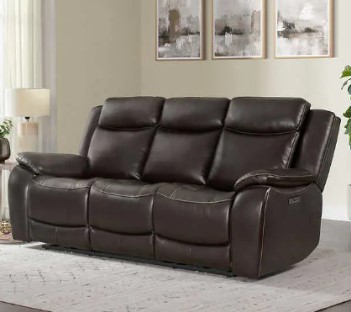 Jason Furniture Harvey Dark Brown Leather Dual Power Reclining Sofa (blemish)