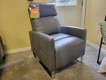 Jason Furniture Hawkins Charcoal Leather Power Recliner with Chrome Base