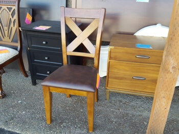 Homelegance Espresso Finish Side Chair with X-Back & Dark Brown Faux Leather Upholstery