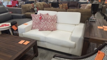 Homelegance Vernon White Faux Leather Loveseat with Adjustable Headrests