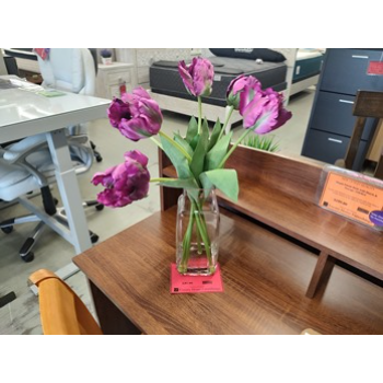 Hot Pink Tulips Floral Arrangement in Clear Glass Vase