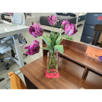 Hot Pink Tulips Floral Arrangement in Clear Glass Vase