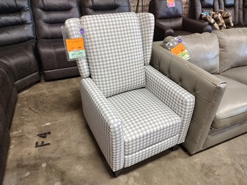 Beige & Ivory Houndstooth-Patterned Recliner