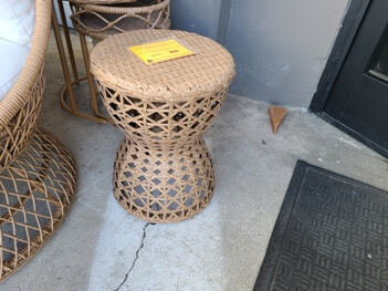 Outdoor Light Brown PVC Wicker Round Side Table