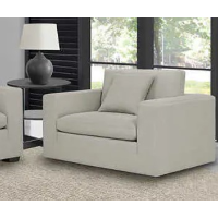 Thomasville Hoxton Silver Fabric Oversized Swivel Chair