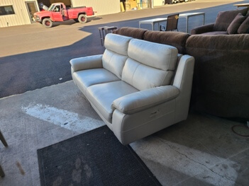 HTL Light Beige Leather Sofa (does not recline)(no legs)