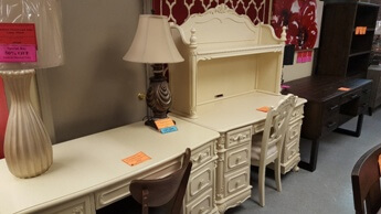 Homelegance Elegant Ivory Desk with Hutch & Carved Accents