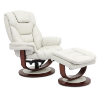 Manwah Faringdon White Leather Recliner with Ottoman