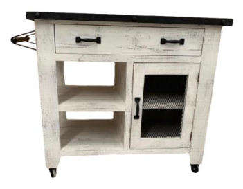 Vintage Furniture Industrial Service Cart in Nero White with Rodeo Top