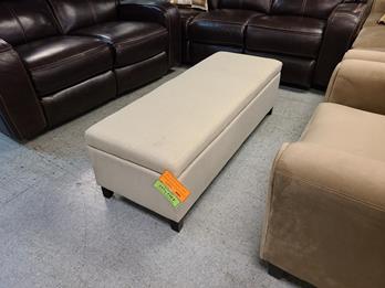 Ivory Linen Storage Bench