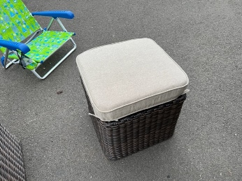 Outdoor Dark Brown PVC Wicker Cube Storage Ottoman with Cushion