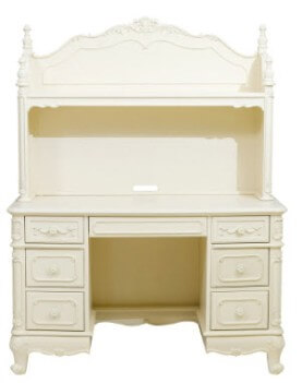 Homelegance Elegant Ivory Desk with Hutch & Carved Accents