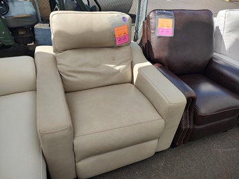 Ivory Leather Dual Power Recliner (blemished)