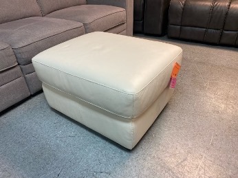 Ivory Leather Ottoman