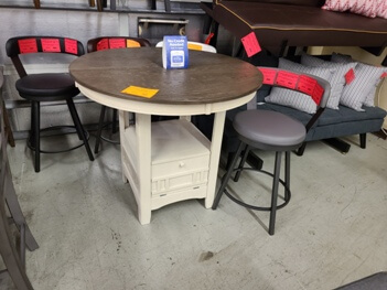 Homelegance Junipero Round Storage Counter-Height Dining Table with Leaf