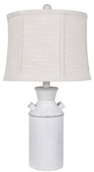 Crestview Distressed White Country Style Table Lamp with White Shade