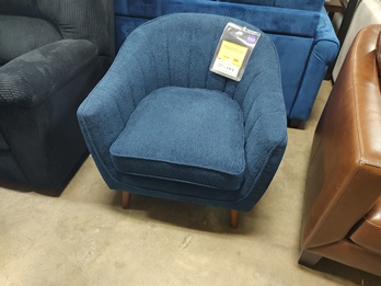 Jonathan Louis Dark Blue Accent Chair with Stitched Back Accents