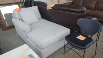 Jonathan Louis Plush Oatmeal Fabric Chaise