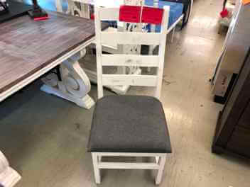 Vintage Furniture Joanna Side Chair in Nero White with Grey Fabric