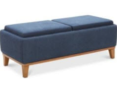 Jason Furniture Flanigan Midnight Blue Fabric Storage Ottoman with Trays