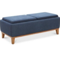 Jason Furniture Flanigan Midnight Blue Fabric Storage Ottoman with Trays