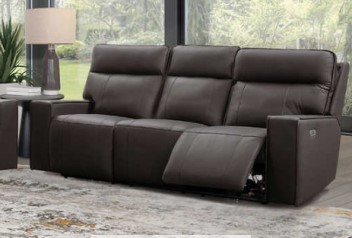Abbyson Kellan Dark Brown Leather Power Reclining Sofa with Power Headrests (blemish)