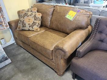 Ashley Kennesaw Loveseat with Rolled Arms & Nailhead Trim