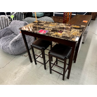 Powell Lance Espresso Finish Bistro Set with 2 Backless Barstools