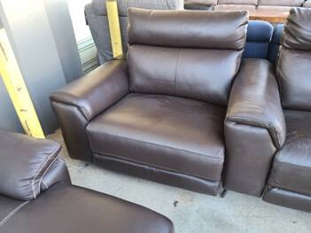 Jason Furniture Dark Brown Leather Power Reclining One-Arm Recliner